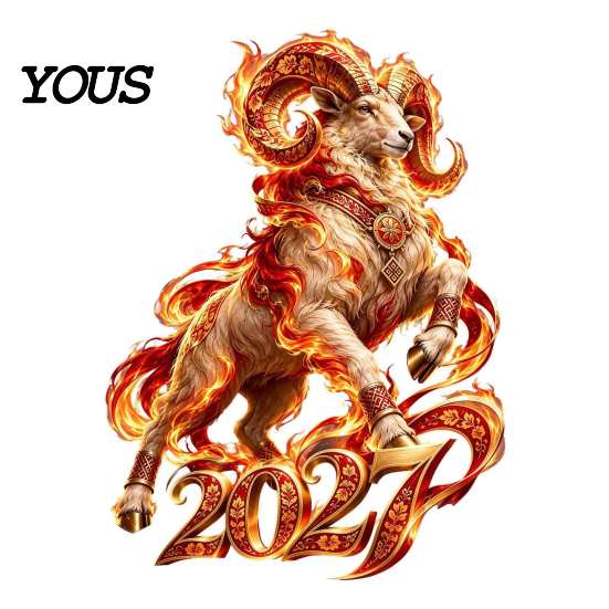 Year of The Sheep Supplies 2027 Russian New Flame Goat Static Glass Sticker, PVC Zodiac Window Cling, Red and Gold Style Clings Stickers for