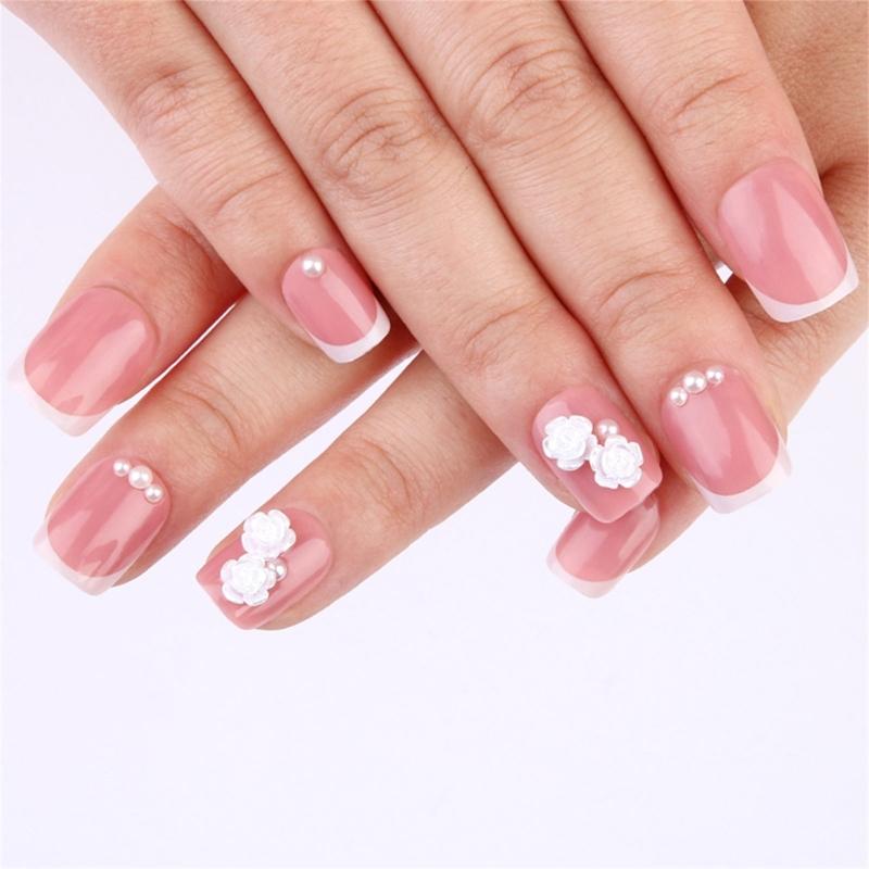 

Press on Nail with 3D Flower Designs False Nail French Tips for Women Seeking Unique Valentine s Day Appearance 1