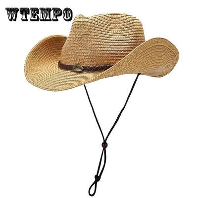 Outdoor Hat with Plastic Large Brim Sun Hat, Western Cowboy Style Straw Hat, Light and Easy To Carry, Suitable for Giving To Friends and Family