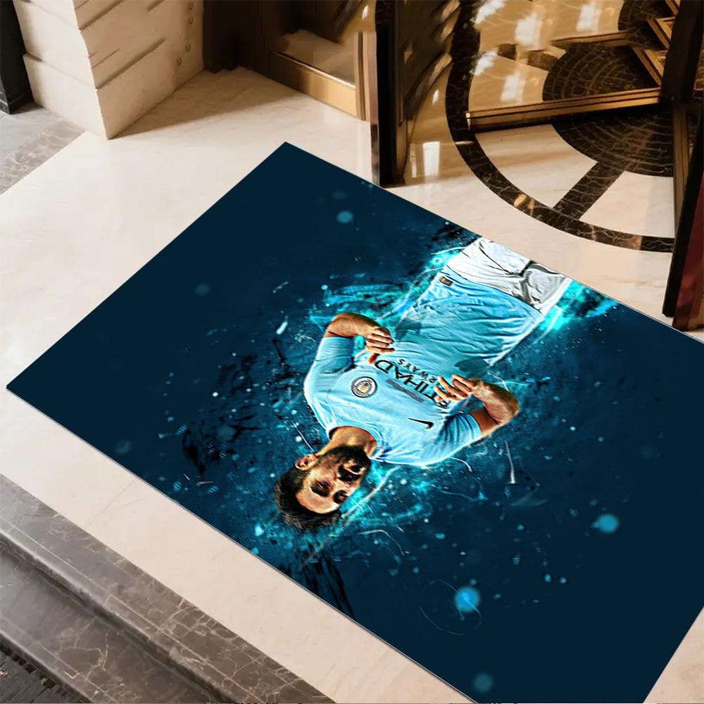 Dynamic Soccer Player Pose Floor Rug Office Rug Perfect for Hallway Dormitory Bedrooms Living Rooms Anti-slip Rug Office home decor Spiritual Gift