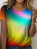 Women's short-sleeved T-shirt with rainbow gradient design, lightweight and breathable