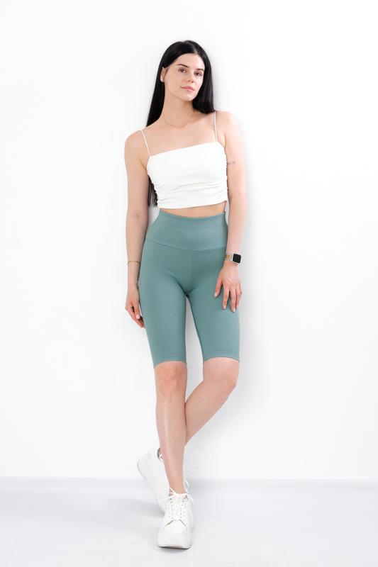 Women’s High-Waisted Rib Knit Shorts – Soft & Stretchy for Sport & Leisure, Summer, 3385-133 HC