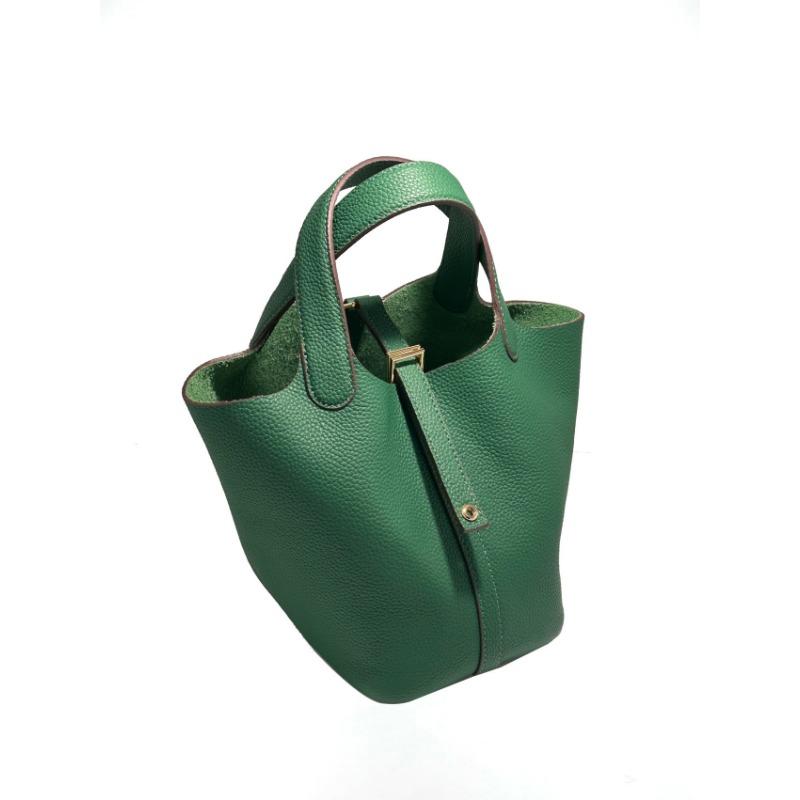 Vegetable Basket Handbag All Handmade Leather First Layer Cowhide Premium Versatile Bucket Bag Women's Bag