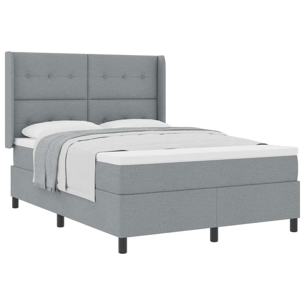 Box Spring Bed with Mattress Light Grey 200 x 140 cm Fabric