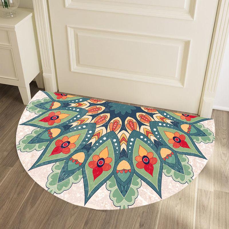 Nordic Entrance Doormat Anti Slip Floral Door Floor Mat Indoor Half Round Welcome Mat Bathroom Hallway Carpet Kitchen Area Rugs