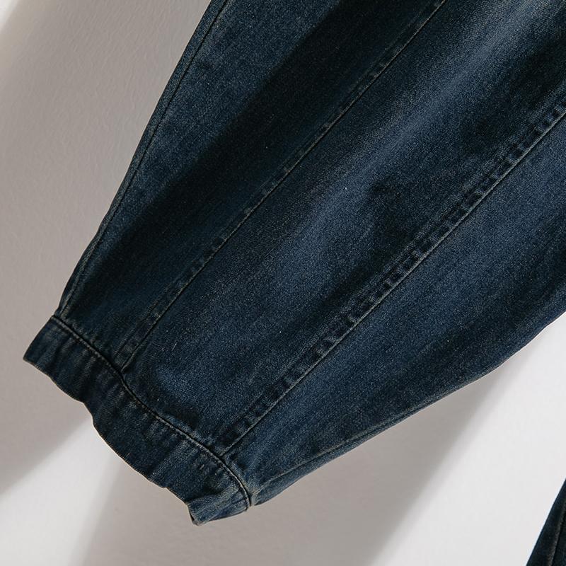 Dámské jaro podzim plus velikost ležérní volné kalhoty džíny s vysokým pasem