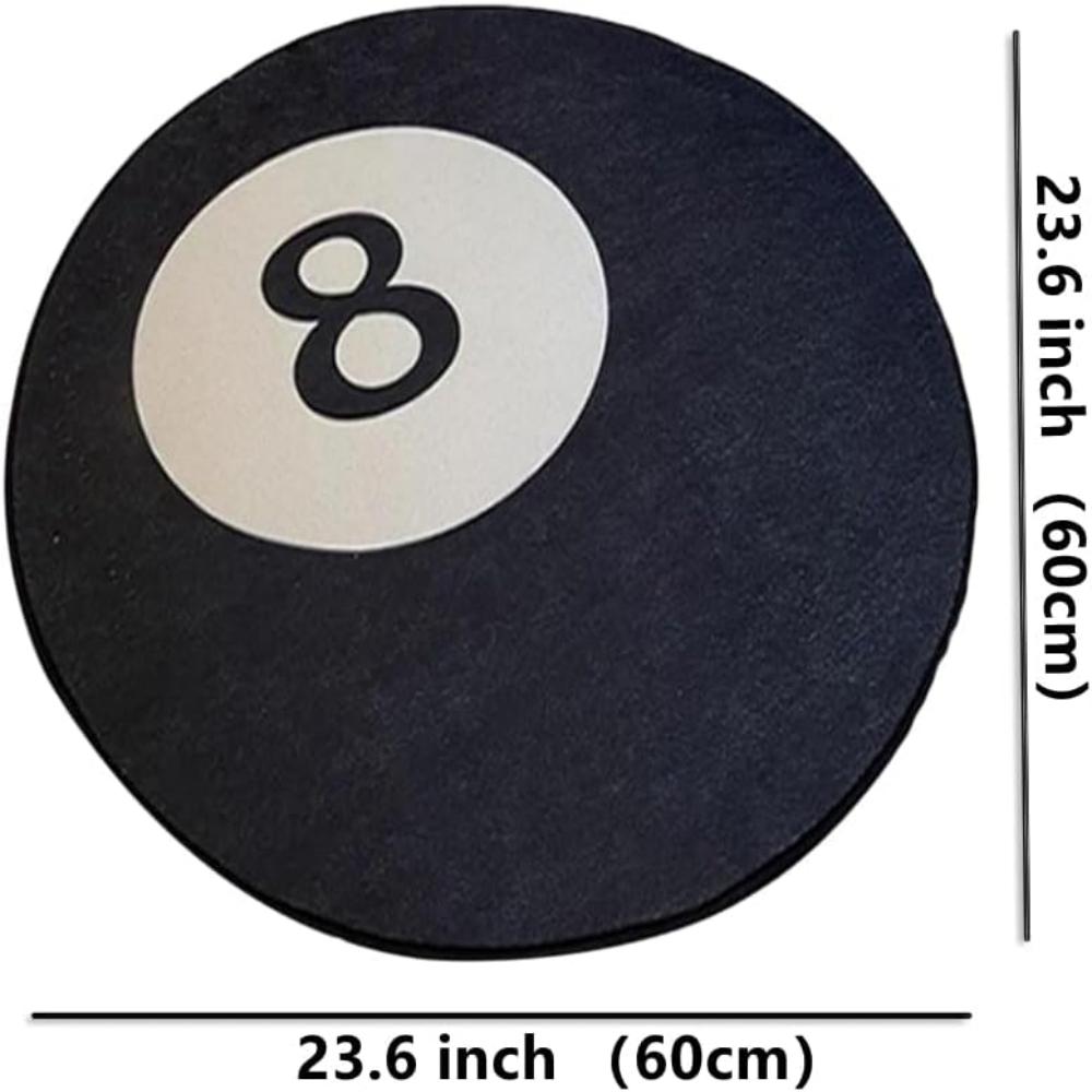 Black Eight Ball Imitation Cashmere Round Carpet Home Decoration Non-Slip Soft Living Room Bedroom Cloakroom Floor Mat