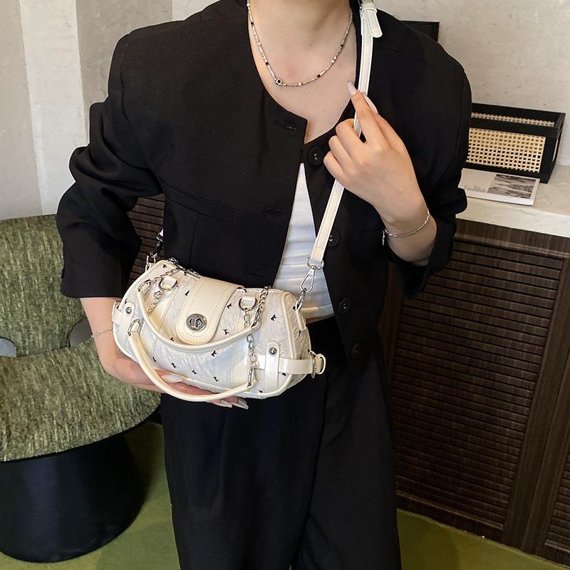 Premium Splicing Chain Handbag New Fashion Locomotive Shoulder Bag Large Capacity Commuter Messenger Bag