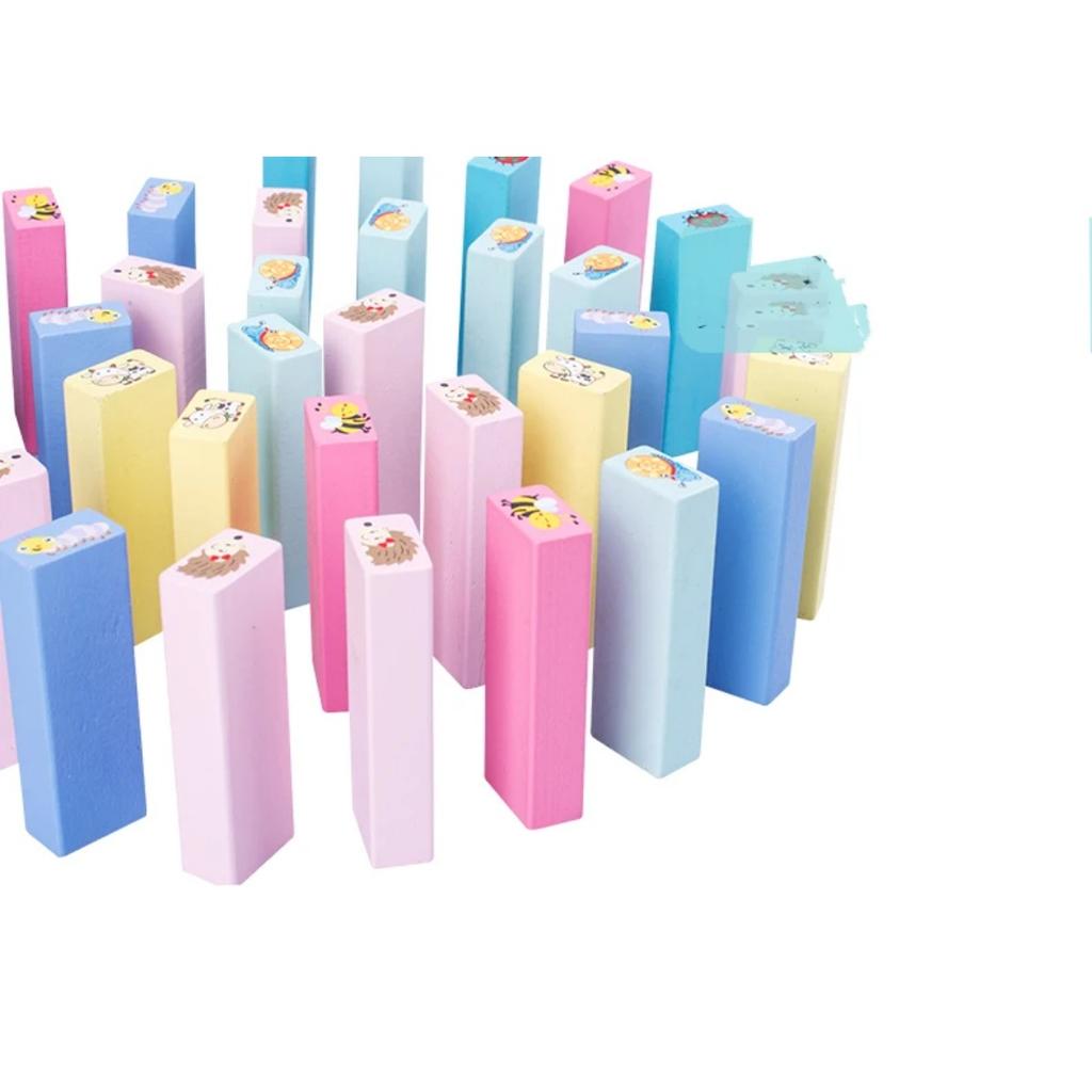 Number Animal Wooden Blocks Game Domino Stacking Blocks Stacking Tower Fun Outdoor Lawn Yard Game Education Toys