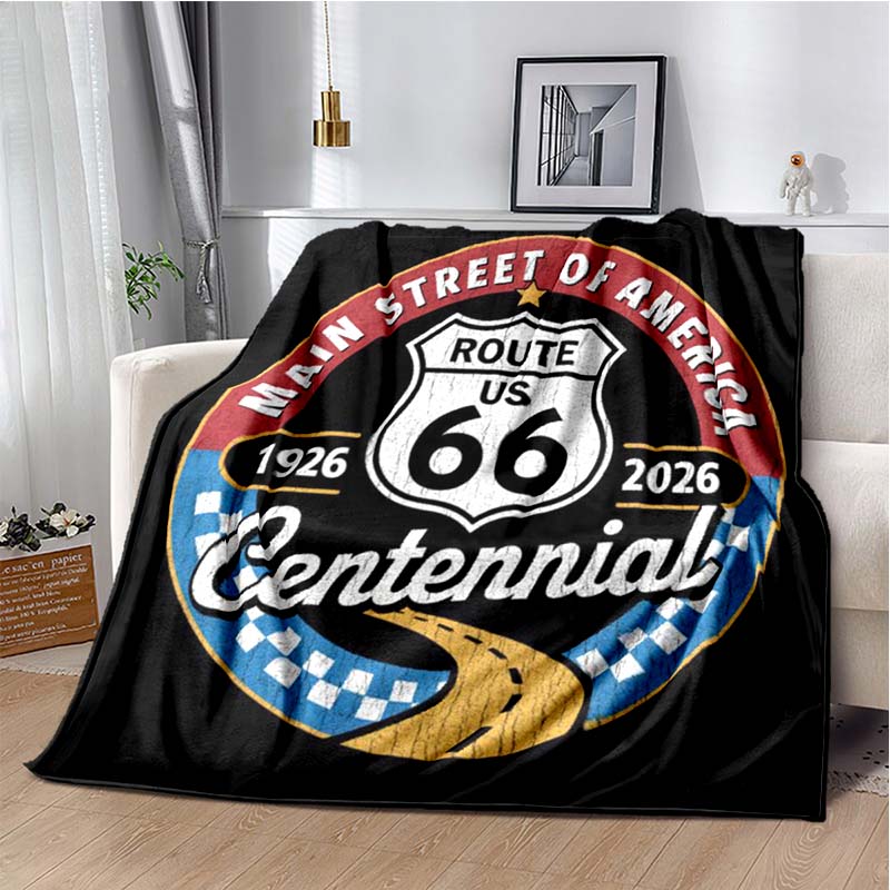 HD Vintage Route 66 Americká Historická Mateřská Silnice Tištěnádeka Domácí Extra Velká Měkká Potah na Rozkládací Pohovku Cestovnídeka Dárek