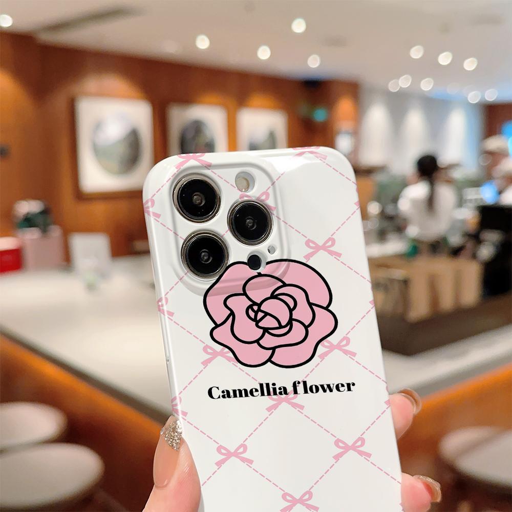 For iPhone 16 15 Samsung S23 S22 A13 A23 A52 A33 Huawei Honor Xiaomi Redmi OPPO Vivo Camellia Japonica Series Design Hard Full Camera Protection Case