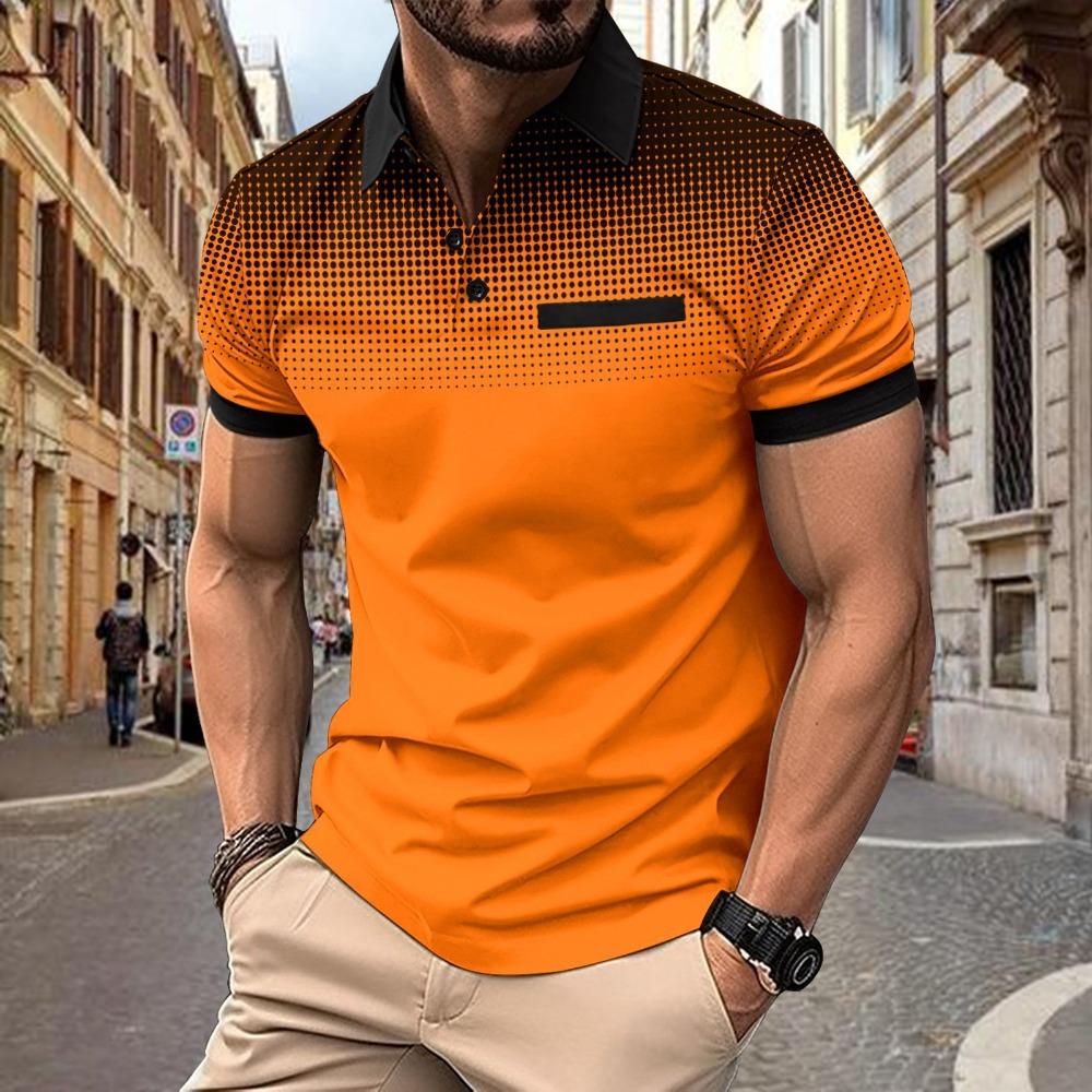 Printed Collar Top for Summer Men's Casual Polo Shirt