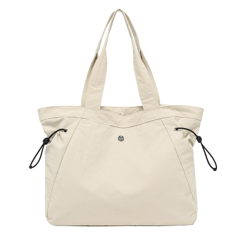 

Женская сумка большой вместимости, однотонная сумка-тоут, дорожная сумка через плечо бежевый