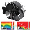 Heat Powered Stove Fan 3 Heads 18 Blade Aluminum 270 Degree Blowing Fireplace Fan with Protective Cover Handle for Home Wood