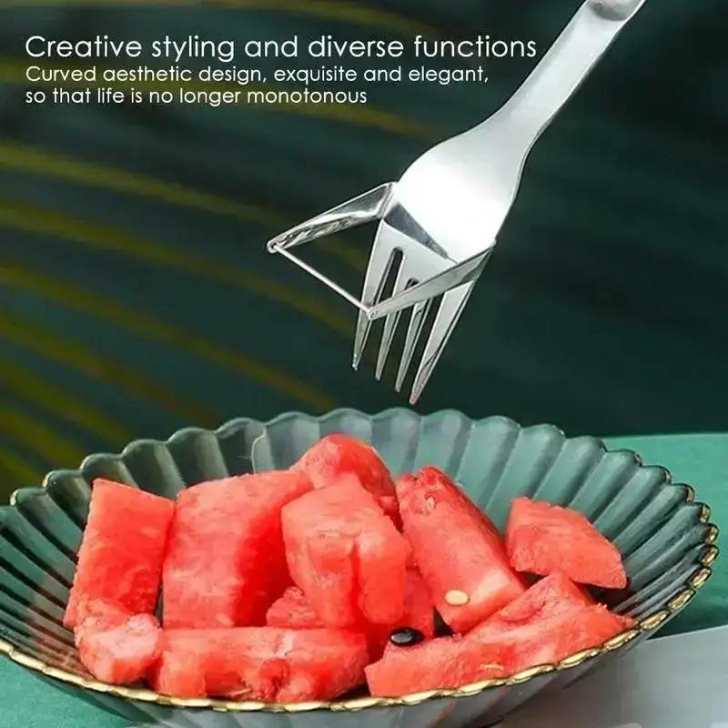 Household Kitchen Accessories New Fruit Fork Watermelon Fork Stainless Steel Watermelon Cut Portable Fruit Fork Slicing Knife