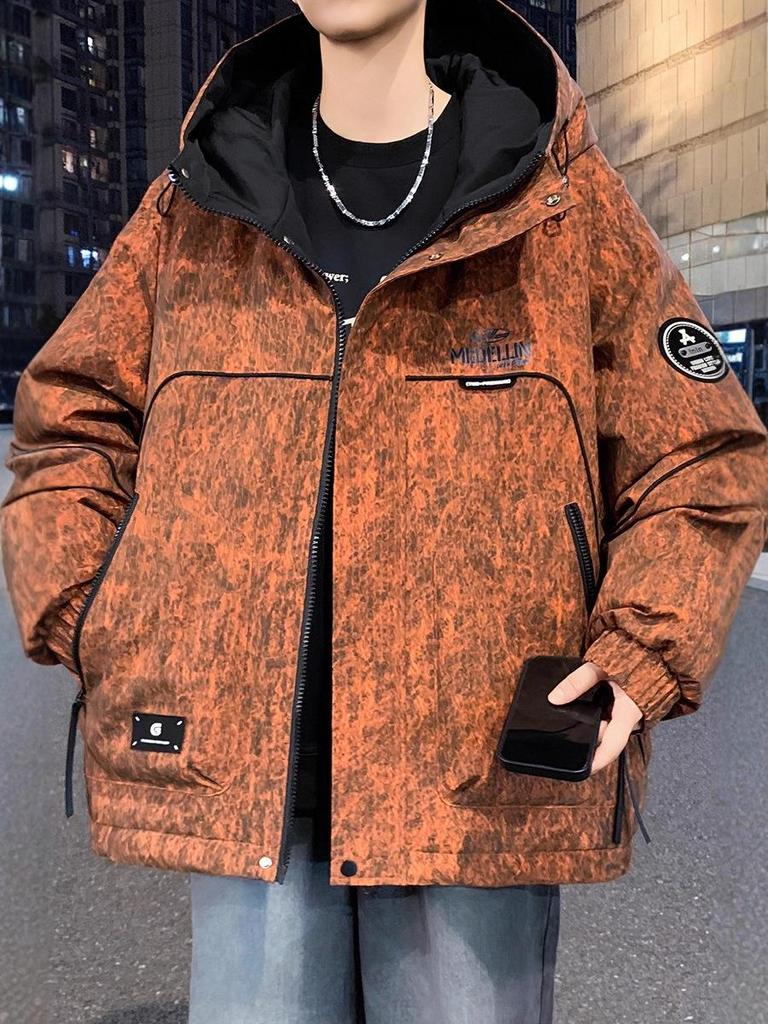 Men's & Teen Boys' Trendy Velvet-Enhanced Winter Jacket, Thick Cotton Windbreaker for Older Kids & Junior High Students