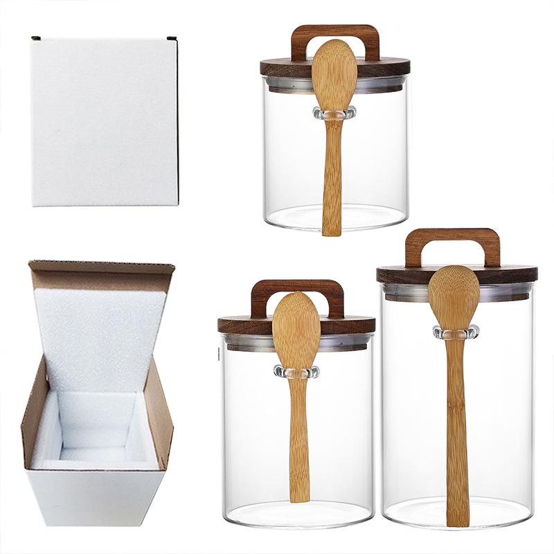 Borosilicate Glass Coffee Storage Jar with Handle, Spoon, Thickened Lid, and Moisture-Proof Seal