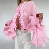 Cardigan de Toamnă și Iarnă pentru Femei, Temperament, Senzualitate Superioară, Senzualitate în Design, Cămașă cu Mâneci Lungi cu Volane