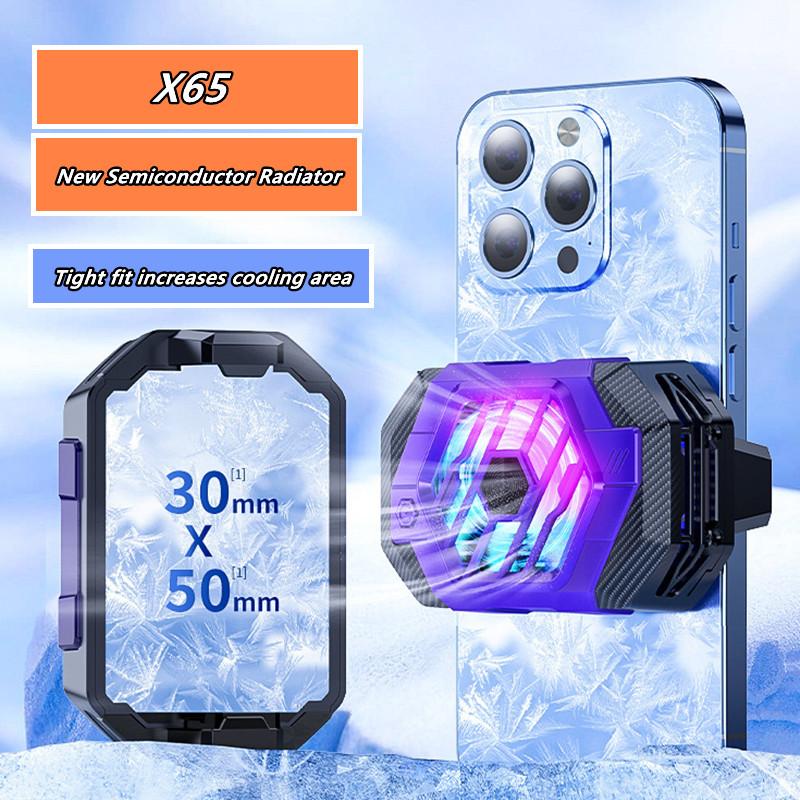 X65 Phone Cooler for IPhone 14 Prp Max Samsung Mute Semiconductor Cooling Fan for PUBG Game Cool Heat Sink for Live Dropship
