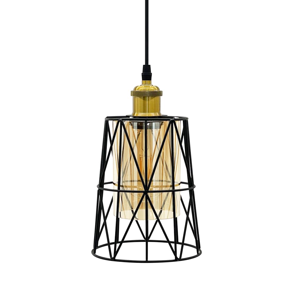 Pendant Glass Ceiling Amber Hanging Western Stylish Interior Ambient Ceiling Adjustable Decorative Cover Suitable for Dining Living Single Light Hook