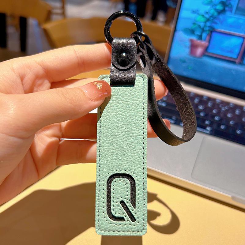 Leather Alphabet Keychain Tags for Car Ornaments & Luggage