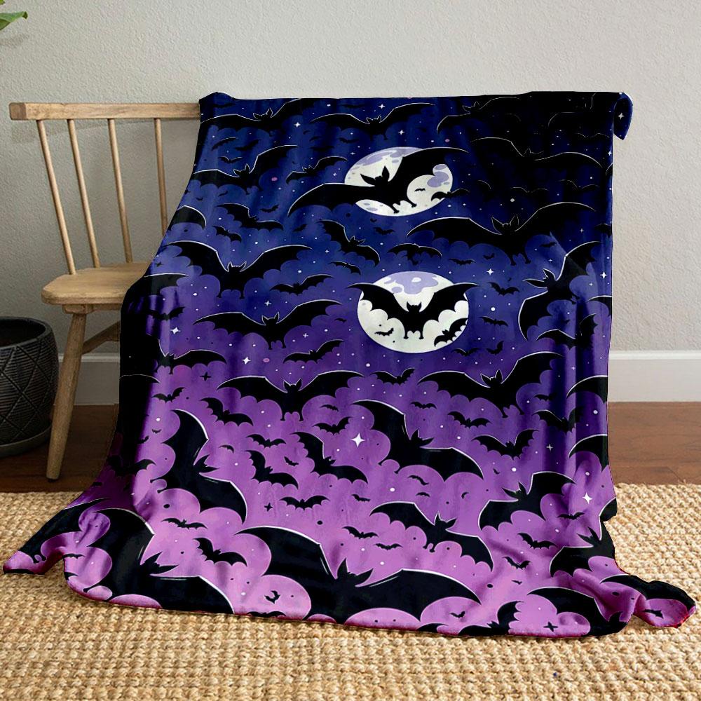 Halloween Bat Moon Night Blanket bedroom Blanket for Livingroom Couch lunch break Soft throw for Friend's festival Gift