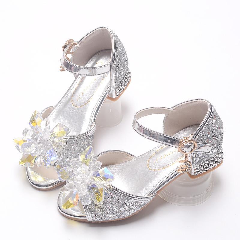 Children's High-heeled Sandals, Fashionable Performance Shoes, Flower Girl Princess Shoes, Catwalk Crystal Shoes