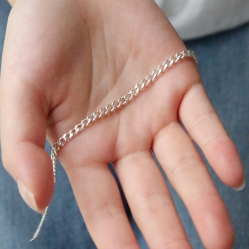 

J.Lauren Hollow Square Curve Chain Silver Bracelet B0960 single type