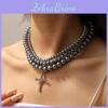 Cross Jewelry Multilayer Beaded Necklace With Alloy Pendant For Summer Fashion