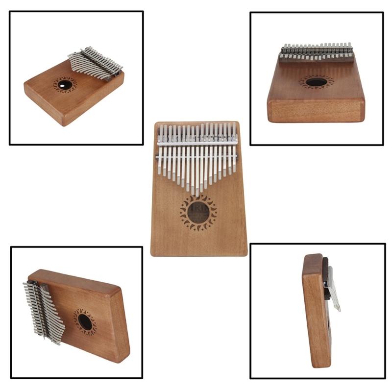 Cute Mahogany 17 Key Mini Kalimba Wood Material Thumb Piano Gift Keyboard Instrument Finger Piano Best for Kid, Beginner