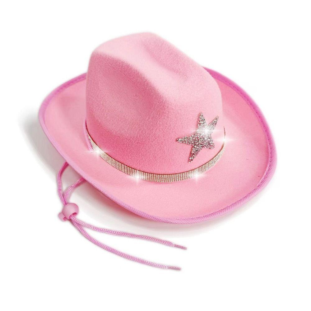 Sparkly Star Western Hat Rhinestone Cowgirl Hat Fashion Jazz Cap  For Dress-Up Party Festival