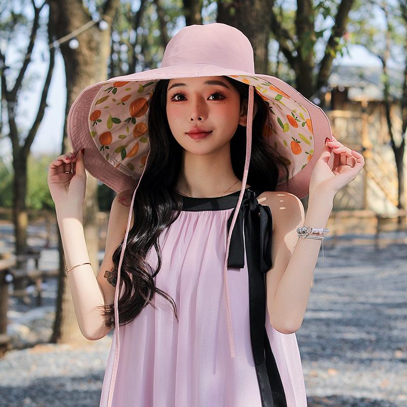 Bucket Hat Women Plus Large Eaves Sunshade Double-Sided Sun Protection Hat Casual Simple Travel Uv Protection Hat