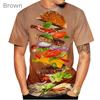 Summer Round Neck Hamburger Pattern 3D Print Top Fashionable Casual Short Sleeved Men's T-shirts