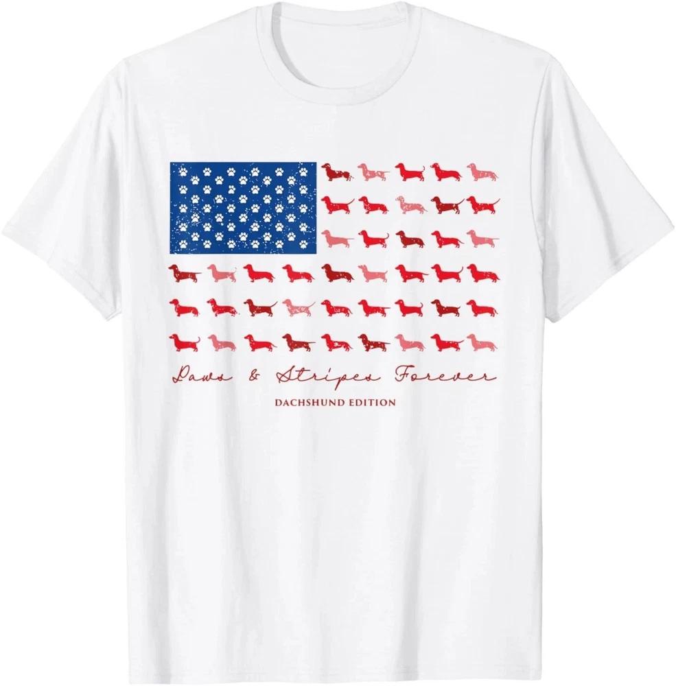Paws And Stripes Forever Dachshund American Flag 4th Of July TShirt S