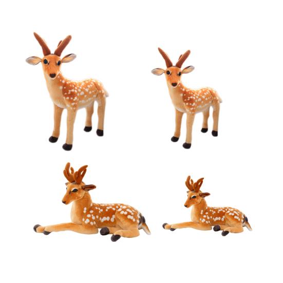 Plush Deer Toy Soft PP Cotton Filling Simulation Animal Doll Christmas Elk Decoration for Home Office Kids Room