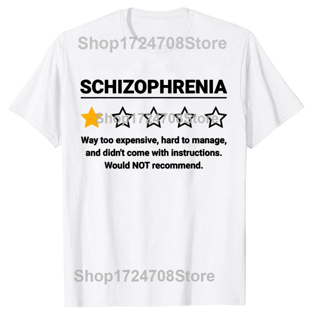 Schizophrenia One Star Rating Funny Awareness T-shirts Men Women's Fashion Casual Tshirt 100% Cotton Loose Oversized T Shirt