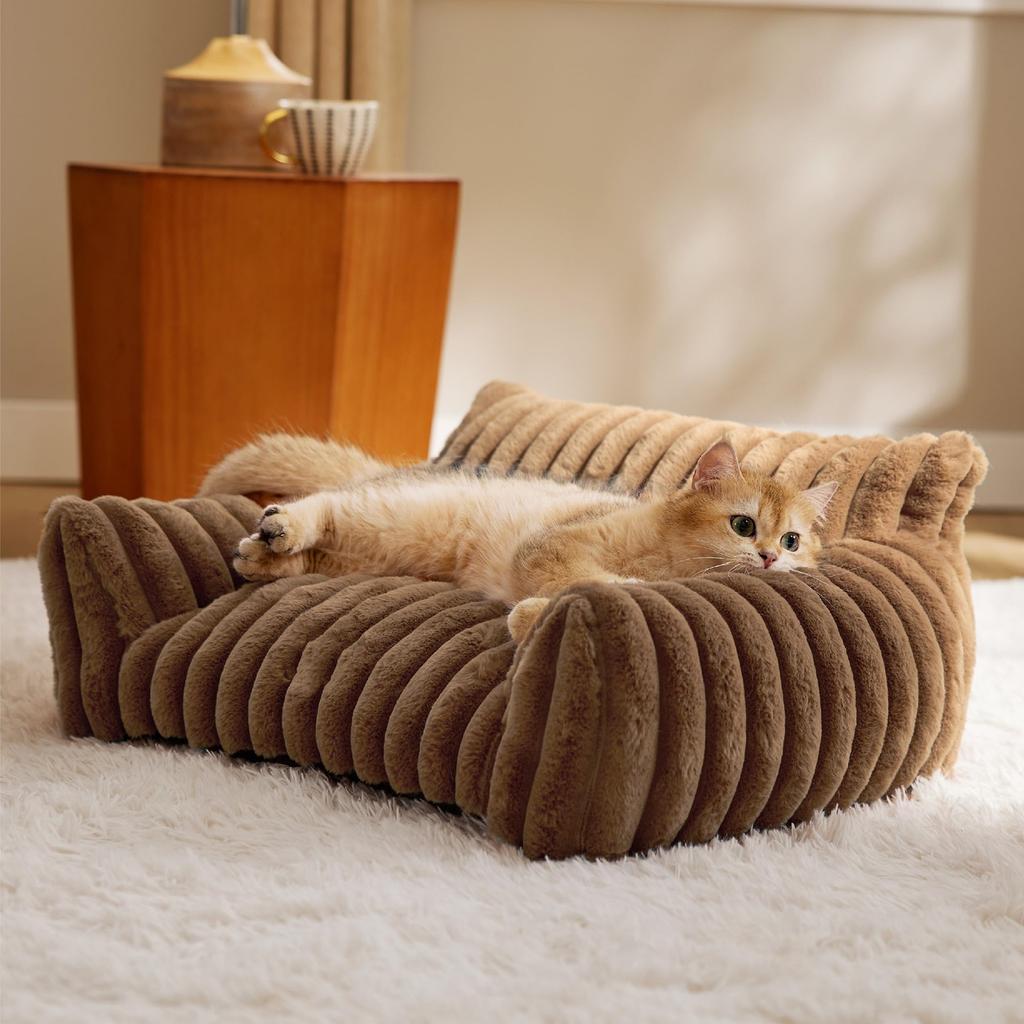 Cat Couch Bed Cute Pet Bed for Small Medium and Large Cats and Dogs Fluffy Sofa Bed for Pets Indoor with Non Slip