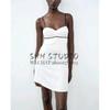 Spring New Suspender Evening Dress White Open Back French Silk Satin Texture Intimates Style Dress 1131808