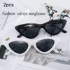 2 Stück Bonbonfarben Sonnenbrille Cat-Eye Sonnenbrille Mode Herren Damen UV400 nicht polarisierte Brille