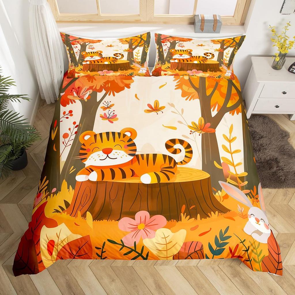 Comforter Tiger And Flowers S For Teens Queen Lightweight S Woodland Wildlife Romantic Bedding Set Bedroom Decor