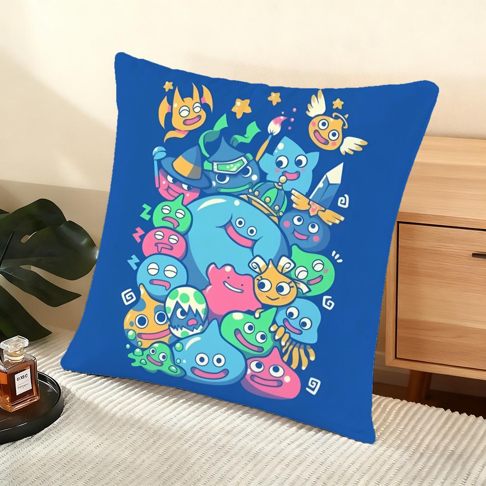 D-Dragon Quest Rocket Slime Cushion Cover Soft Short Plush Pillow Cover Smooth Cozy Texture Aesthetic Cushion Case Home Decor