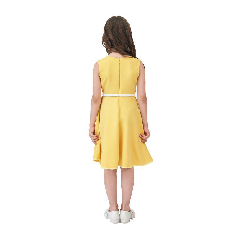 Girls' Sleeveless A-line Belted Dress - 7 Colors Available