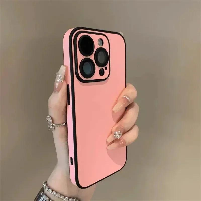 Luxury Leather Colorful Silicone Phone Case for iPhone 17 16 15 14 13 12 11 Pro Max Soft Bumper Matte Shockproof Simple Cover