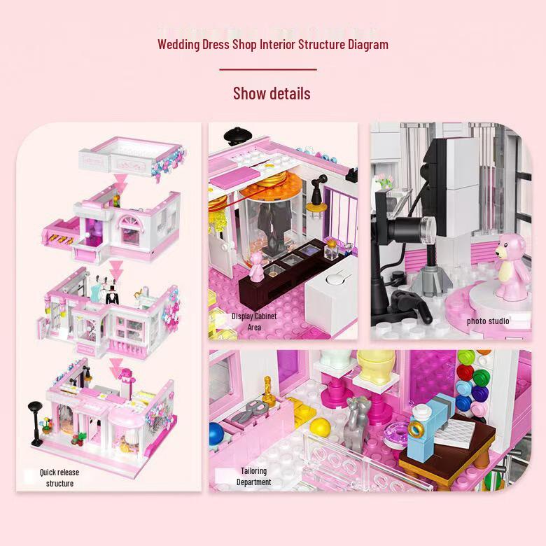 Garden Hotel Street View Model Building Block Set with Flower Language - Girls' Gift Edition
