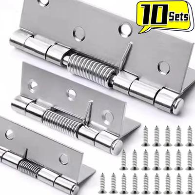 Selbstschließendes Federscharnier aus Edelstahl mit Schrauben, Türschließer, automatischer Rückprall, Möbelscharniere, Haustüren, Hardware-Zubehör
