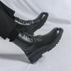 Autumn men's zipper leather boots, British style formal and casual shoes, high top leather shoes, short boots, black plus size m