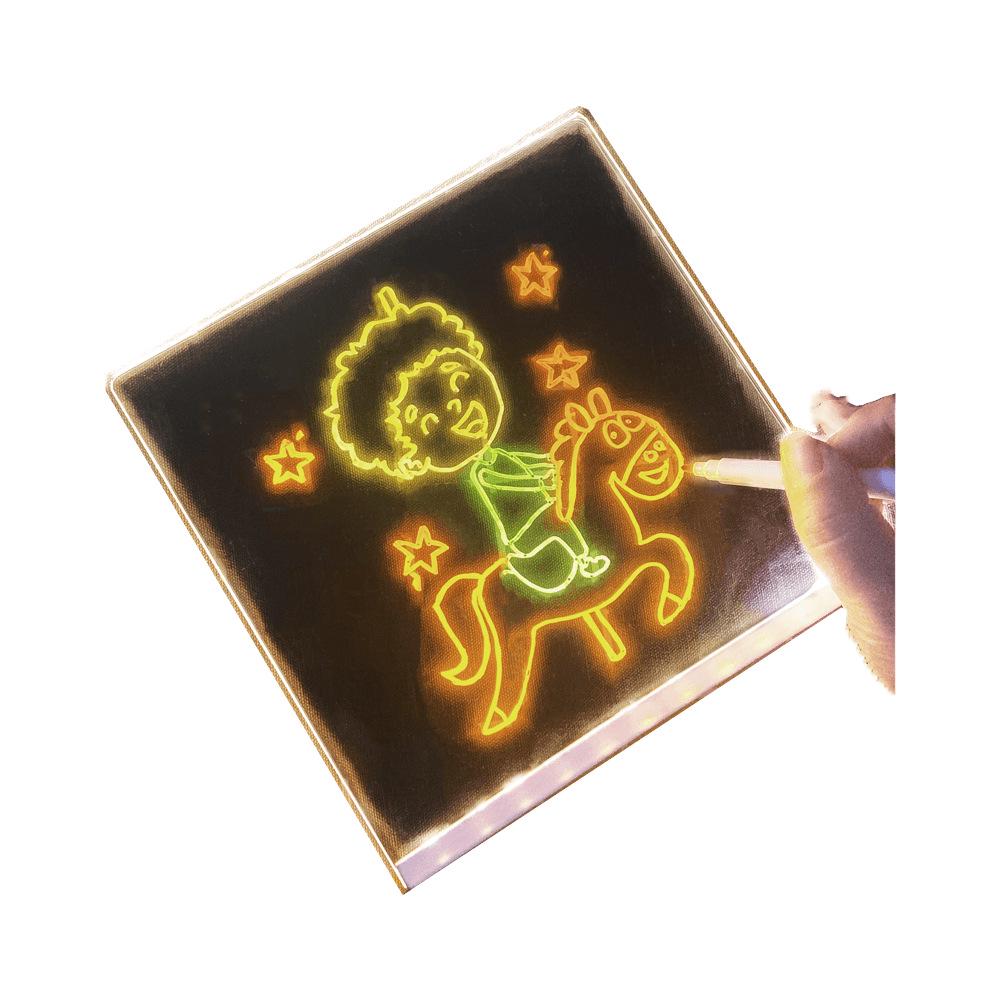 Children's Light-Up Drawing Board with DIY Pack, Transparent Coloring Surface, Small Erasable Blackboard for Graffiti.