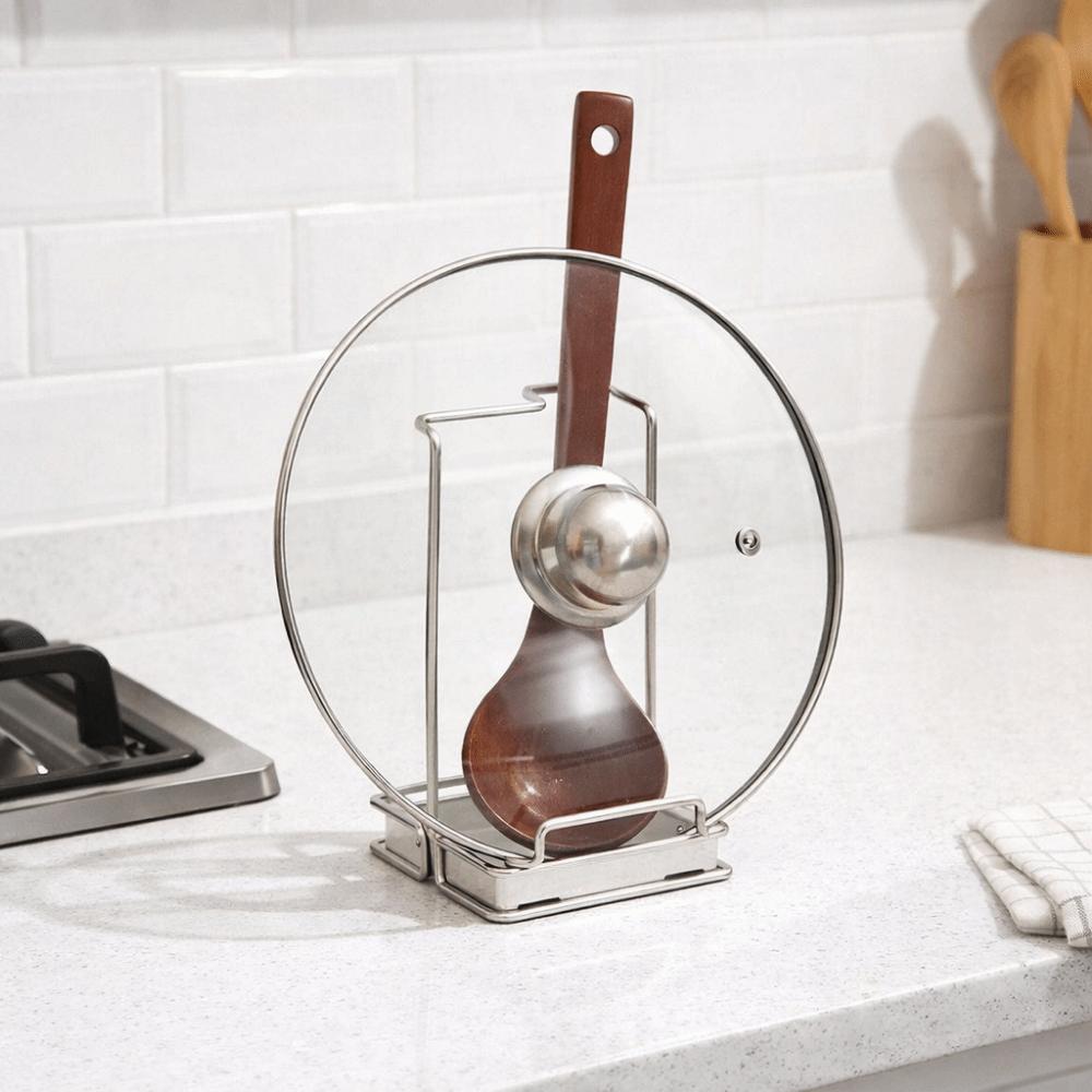 Non-Tipping Pot Lid Rack Rust-proof Spoon Rest Shelf Phone Holder Spatula Holder  Cooking Utensils