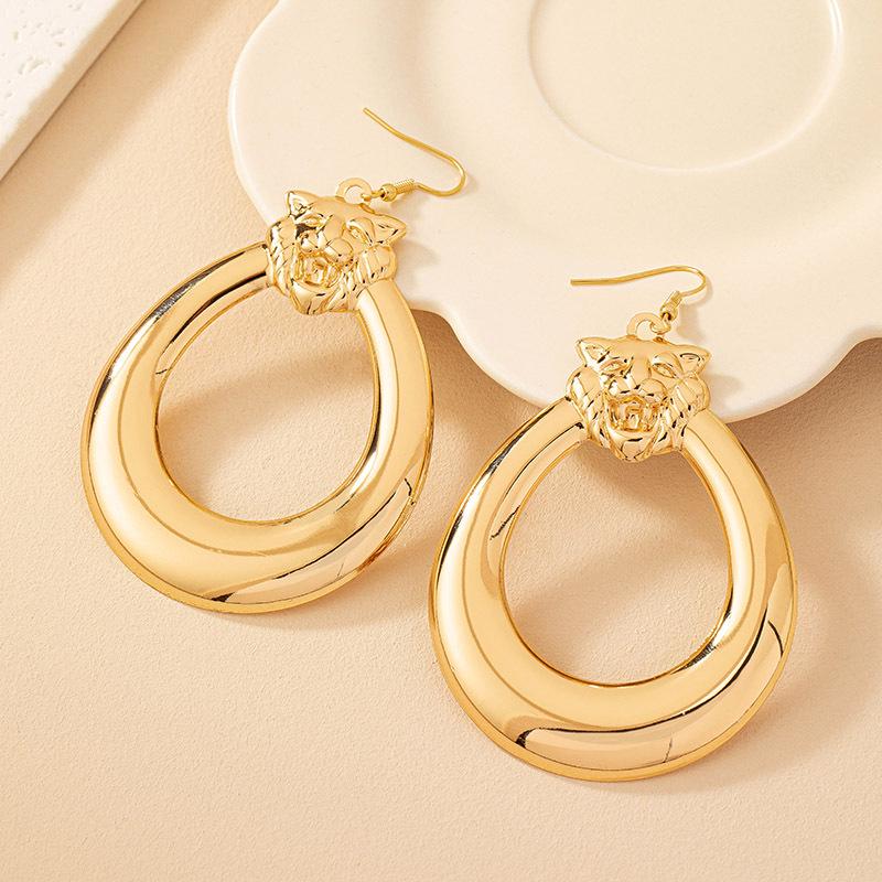 

Trendy Water Drop Tiger Head Earrings for Women
