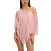Solid Color Sheer Poncho Top Asymmetrical Design Swim Coverup Womens T-shirt  Beach Cover-ups